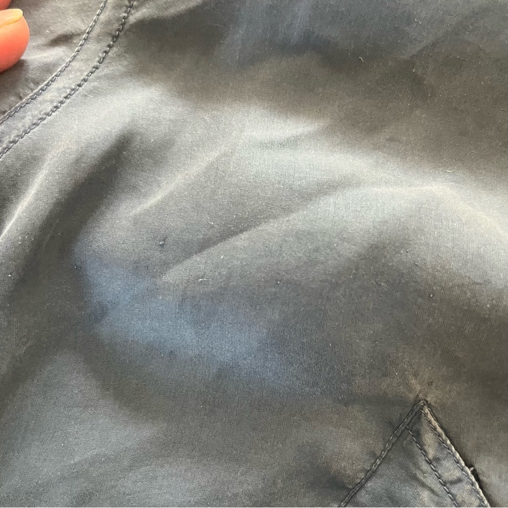 Vintage 100% Silk Dusty Blue Bomber Jacket M - Picture 3 of 5
